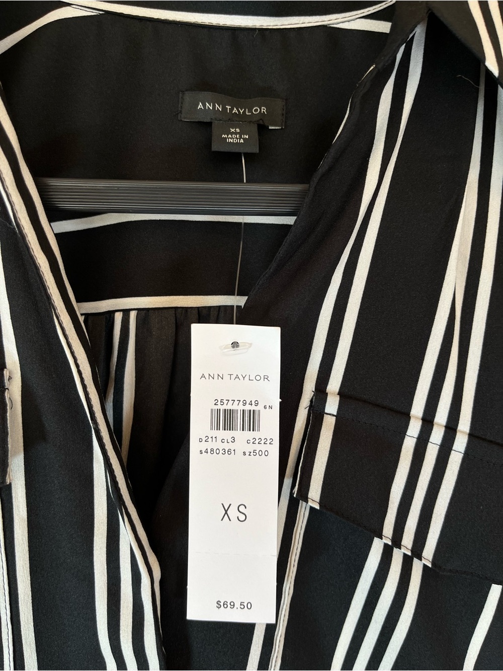 Ann Taylor Black and White Vertical Stripe Blouse - Picture 2 of 6